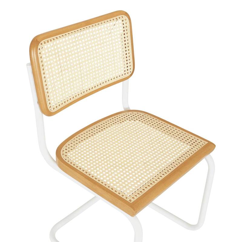 Breuer Chair Company Marcel Breuer Cesca Cane Cantilever Side Chair w/ White Steel Frame (Various Wood & Cane Colors)