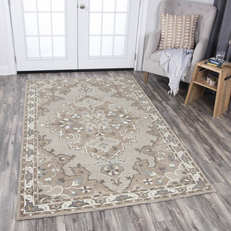 Alora Decor Cascade Floral Medallion Hand-Tufted Wool Area Rug