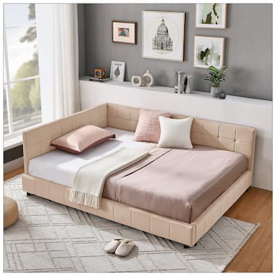 Full Size Upholstered Tufted Bed Frame for Bedroom