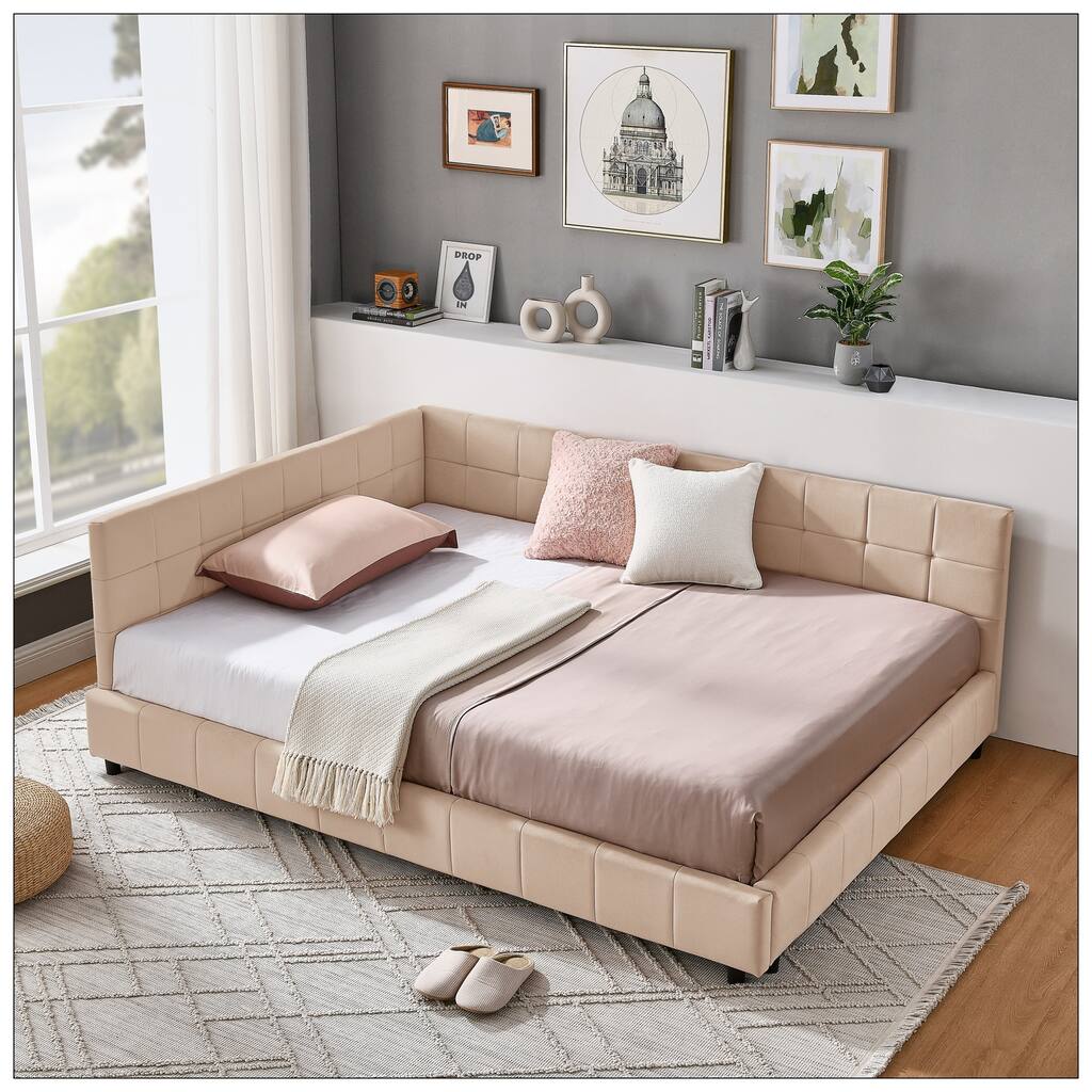 Full Size Upholstered Tufted Bed Frame for Bedroom