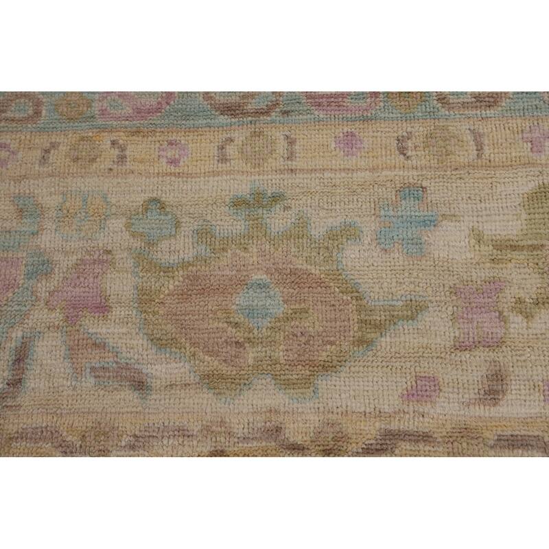 Brown Vegetable Dye Oushak Turkish Area Rug Handmade Wool Carpet - 9'1"x 12'8"