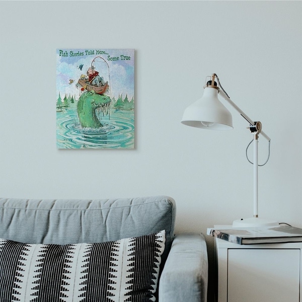Stupell Industries Stories Told Here Funny Sports Fishing Cartoon Design Canvas Wall Art. Opens flyout.