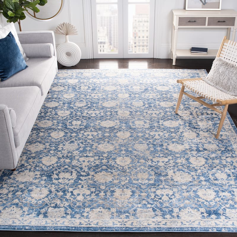 SAFAVIEH Brentwood Flo Traditional Oriental Rug - Navy/Creme - 5' 3" x 7' 6"