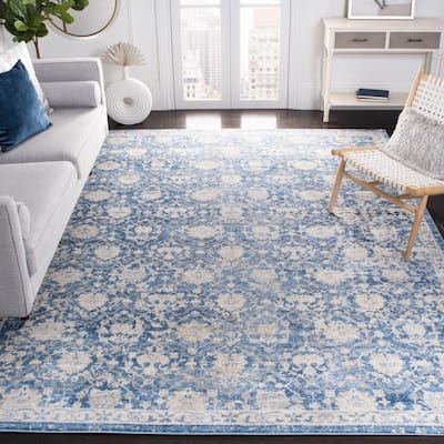 SAFAVIEH Brentwood Flo Traditional Oriental Rug - Navy/Creme - 5' 3" x 7' 6"