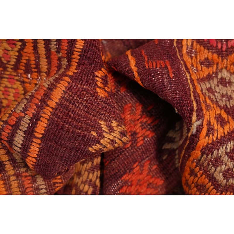 Hand Woven Oriental 100% Wool Carpet Southwestern Tribal Oranges & Rust Kilim Area Rug - 10' 1'' X 5' 8''