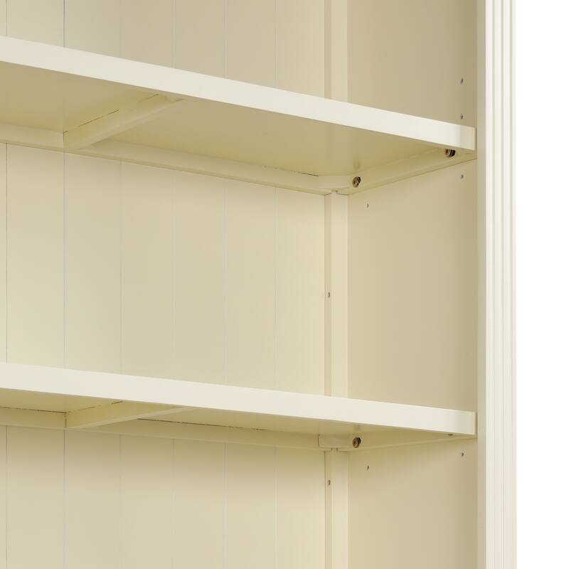83" Tall 5-Tier Wood Bookcase Classic Solid Color Bookshelf with Adjustable Shelves, LED Light Bar, Open Display Storage Cabinet