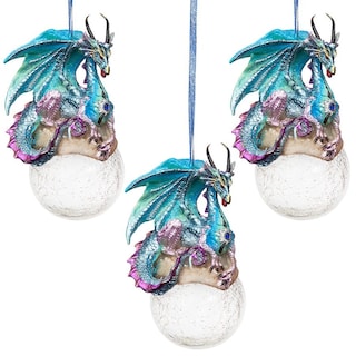 Design Toscano Frost the Gothic Dragon Christmas Ornaments (Set of 3)