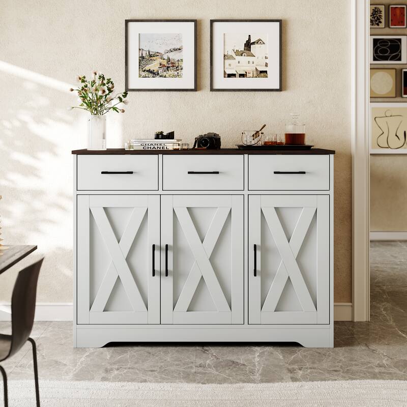 Traditional 42.4" Wide 3 Drawer Sideboard Storage Cabinet