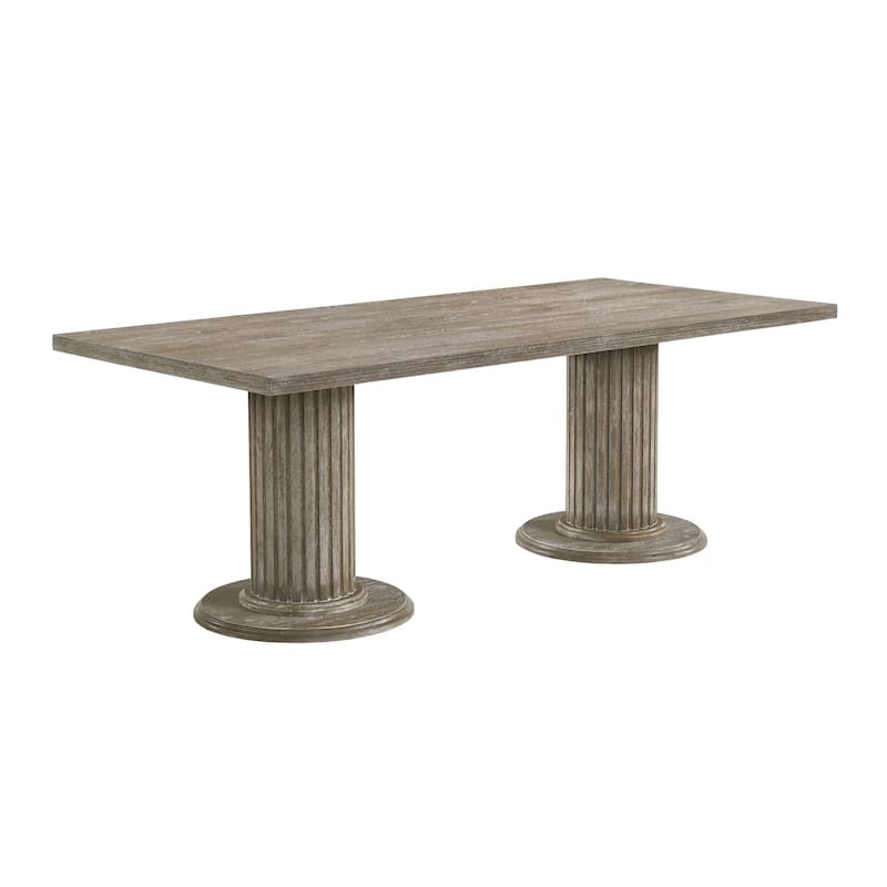Bennington Reclaimed Grey Dining Table with Double Pedestal