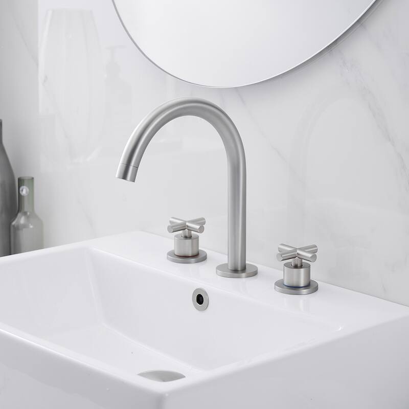 Widespread Bathroom Faucet 3-Hole Double Handle Vanity Tap with Pop-Up Drain
