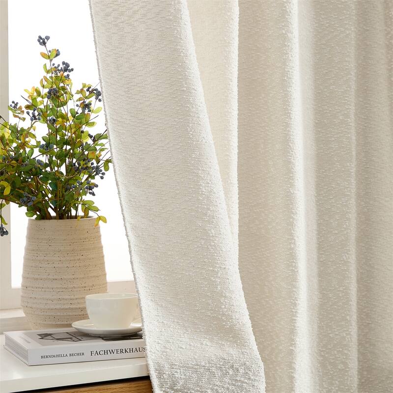 HLC.ME Easton Jacquard Slub Texture - Privacy Curtains with Back Tab Rod Pocket Lightweight Window Curtains Panels, Set of 2