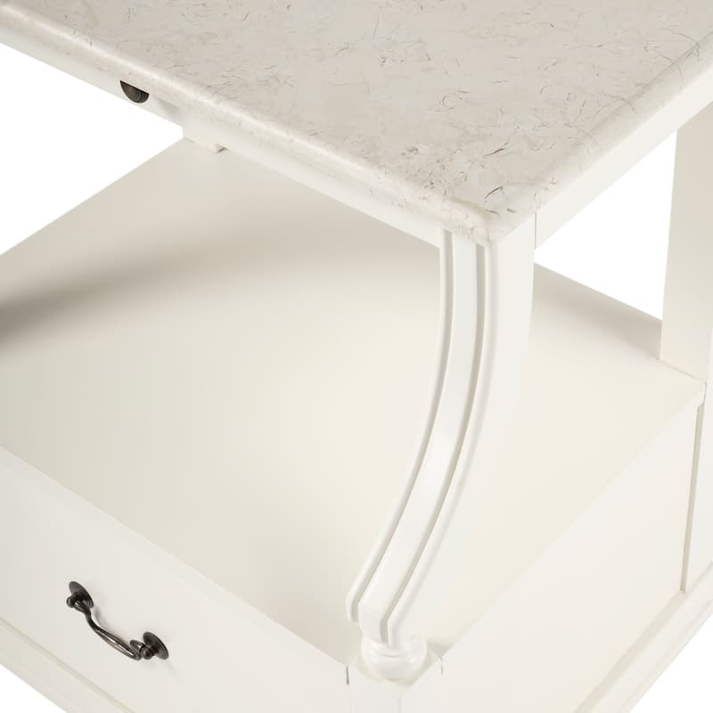 Mabel Genuine Marble and Wood 1-Drawer Nightstand