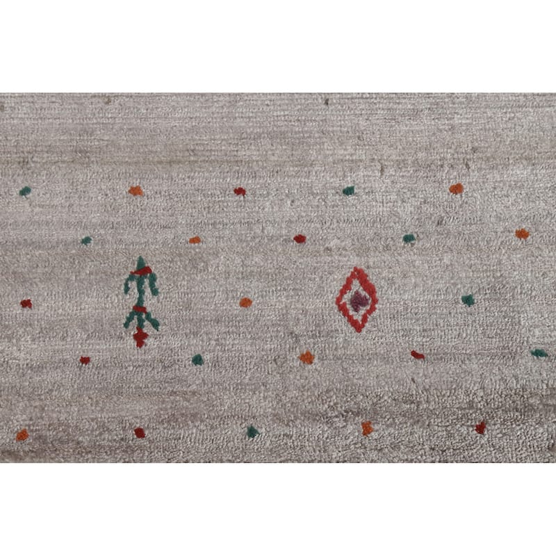 Hand Knotted Oriental 100% Wool Carpet Tribal Tribal Greys & Charcoal Gabbeh Area Rug - 9' 11'' X 7' 9''