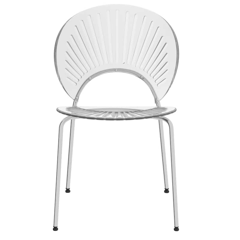 Opulent Plastic Dining Side Chair With Chrome Base Set of 2