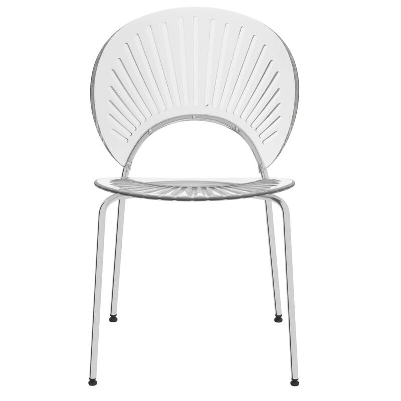 Opulent Plastic Dining Side Chair With Chrome Base Set of 4