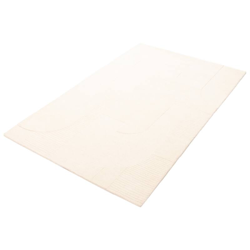 ECARPETGALLERY Hand Tufted Timeless Cream Wool Rug - 5'0 x 8'0