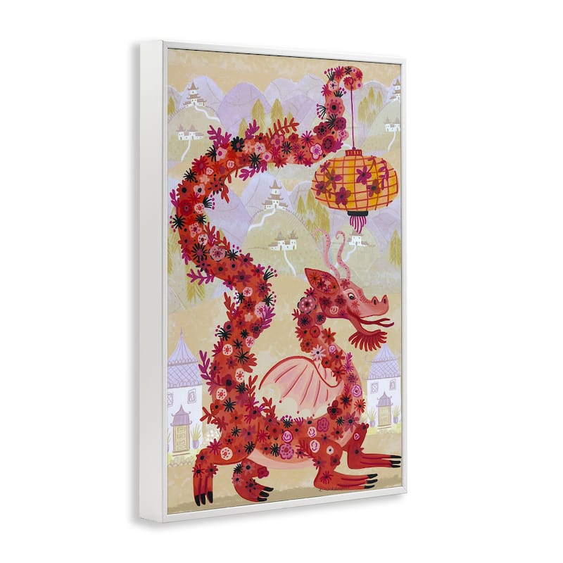 Stupell Dragon & Lantern Mythology Framed Giclee Art Design By Kay Widdowson