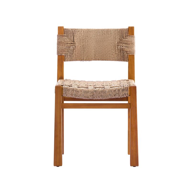 Christopher Knight Home - 5-Piece Acacia Wood Outdoor Square Dining Table Set with Wicker Woven Dining Chairs