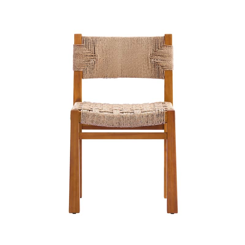 Christopher Knight Home - 7-Piece Solid Acacia Wood Outdoor Dining Table Set with Wicker Woven Dining Chairs