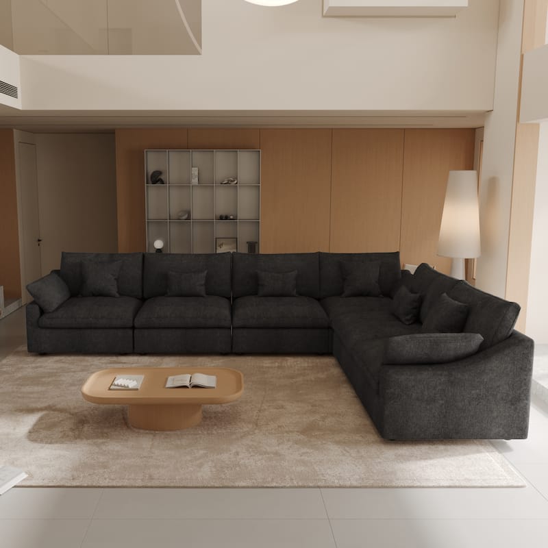 Large Linen Corner Sectional Sofa Couch for Living Room Set
