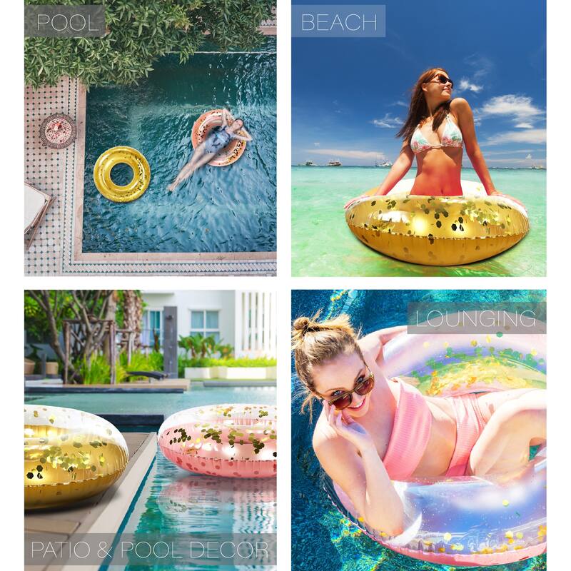Mozlly Bundle of Gold And Rose Gold Inflatable Pool Float Tubes - ‎37 x 37 x 9.5 inches