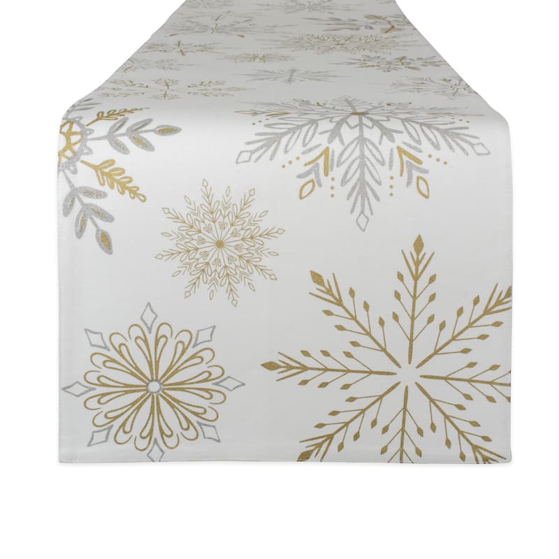 DII Snowflake Sparkle Printed Table Runner 14x108 - Reversible Table Runner, 14x108"