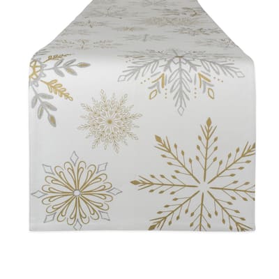 DII Snowflake Sparkle Printed Table Runner 14x108 - Reversible Table Runner, 14x108"