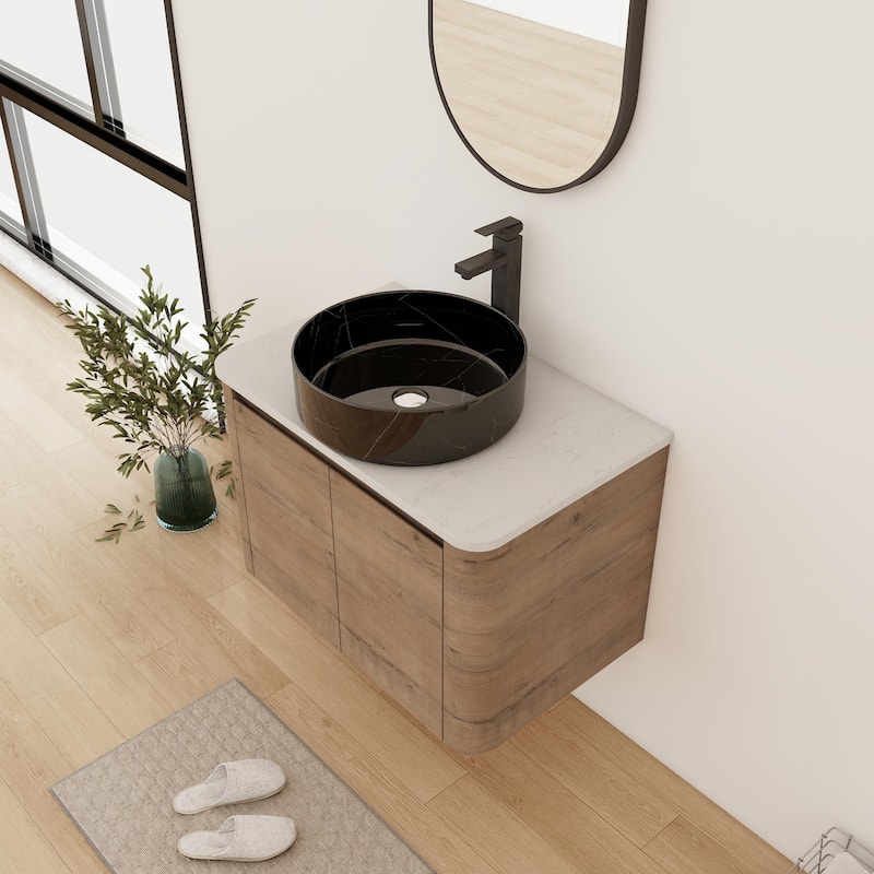 Bathroom Vanity With Sink In 24/30 Inch, Floating Bathroom Vanity With Soft Close Door