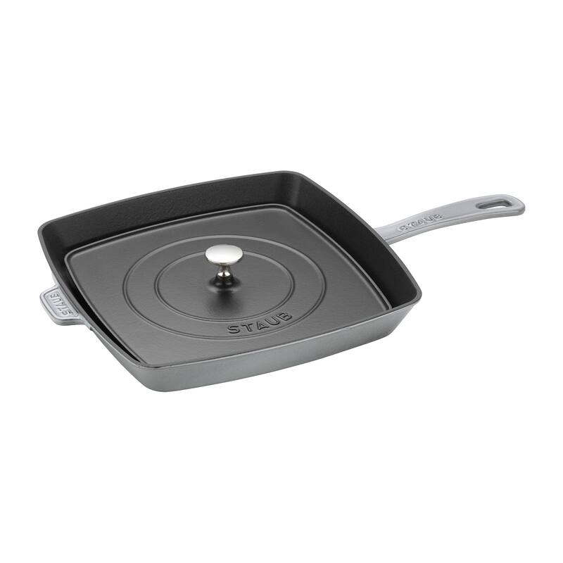 Staub Cast Iron 10.3-inch Square Grill Press - Matte Black (Fits 12-inch Grill Pan)