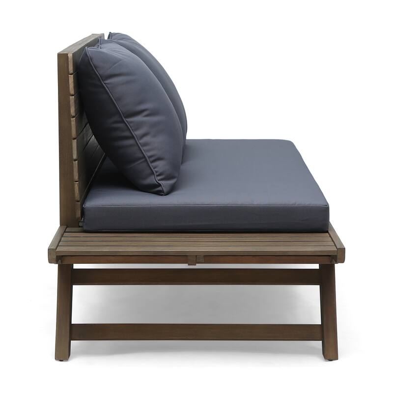 Roomfitters Outdoor Wood Loveseat with Cushions, Patio Seating Bench