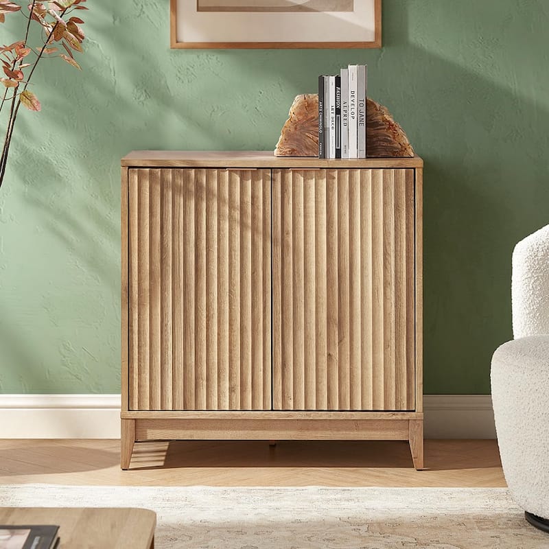 Mopio Brooklyn Storage Cabinet, Modern Farmhouse Entryway Accent Cabinet, Buffet Sideboard, Credenza - Oak