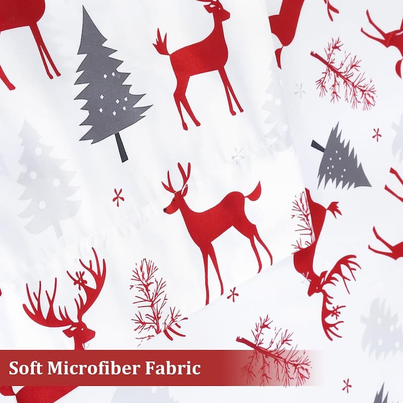 Christmas Winter Holiday Bed Sheets Set with 16 Inches Deep Pocket