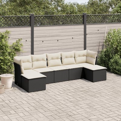 vidaXL Garden Sofa Set Black, Cream White - 21.7 x 21.7 x 14.6