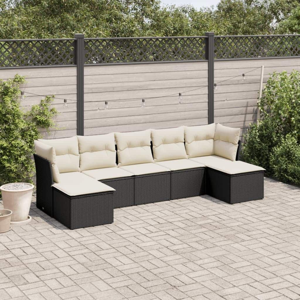 vidaXL Garden Sofa Set Black, Cream White - 21.7 x 21.7 x 14.6