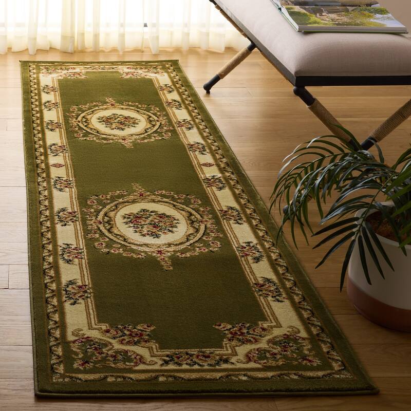 SAFAVIEH, Lyndhurst Utako Traditional European Oriental Rug - 2'3" x 14' Runner - Sage/Ivory