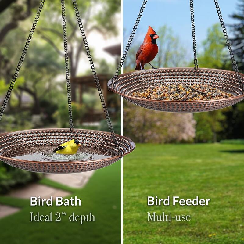 13" Hanging Copper Bird Bath