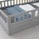 preview thumbnail 23 of 38, Twin Children's Floor Bed Frame with Safety Fence & Door, Wooden Bed for Kids' Play and Sleep, Durable Pine Construction, White