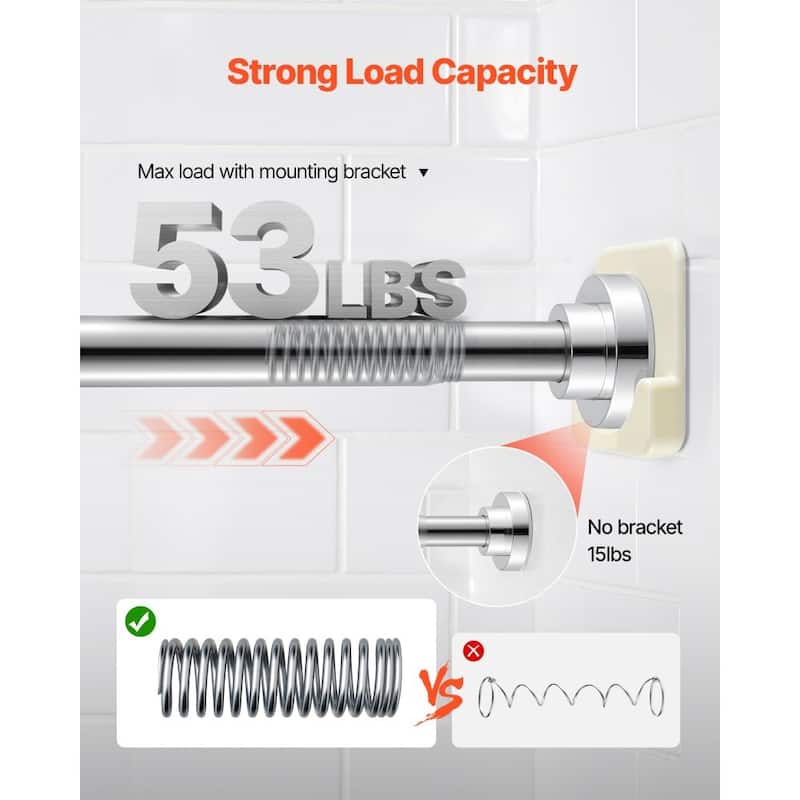 Extendable 28-76 in Tension Shower Rod Stainless Steel Heavy Duty for Bathrooms or Closets - 28-76 in