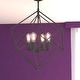 preview thumbnail 1 of 14, VAXCEL Rad 4-Light Mid-Century Modern Geometric Cage Pendant, LED Compatible, Adjustable Height Hanging Ceiling Fixture Warm Pewter - 23.5-in W x 30-in H x 23.5-in D