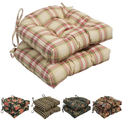 16-inch Rounded Back Tufted Indoor Chair Cushion (Set of 2, 4, or 6, Multiple Fabrics) - 16 x 16