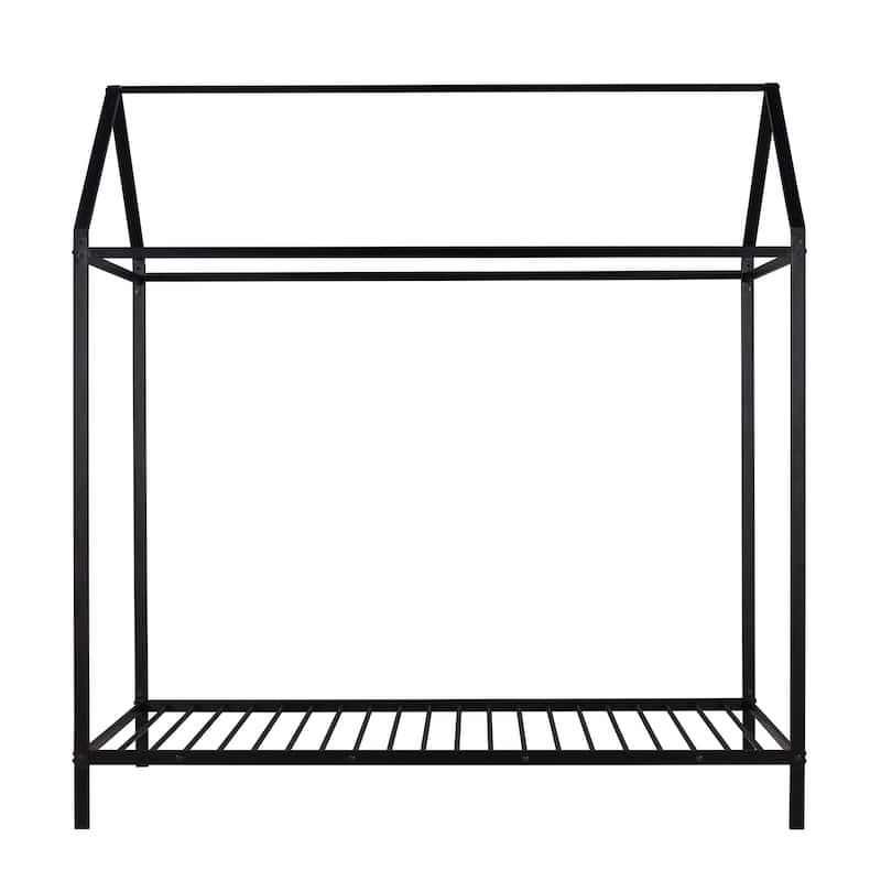 Twin Metal House Frame Bed with Floor