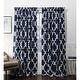 preview thumbnail 12 of 15, Porch & Den Birkshire Moroccan Trellis Pinch Pleat Blackout Curtain Panel Pair 27X96 - Peacoat Blue