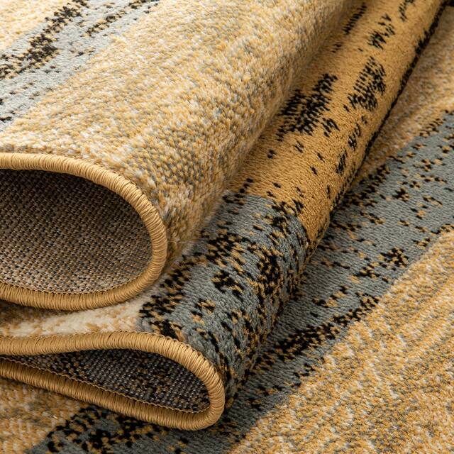 Miranda Haus Geometric Modern Patchwork Polypropylene Indoor Area Rug