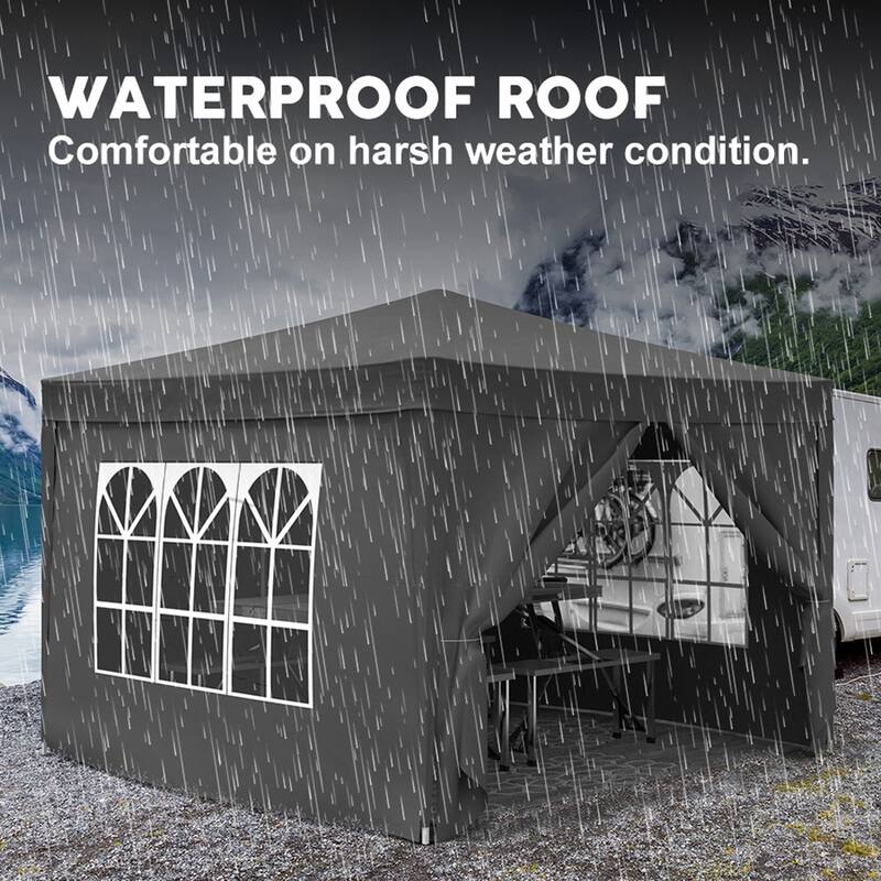 10x10 Folding Canopy with Removable Sidewalls, Portable Outdoor Shelter for Parties, Beach, Camping, and Weddings