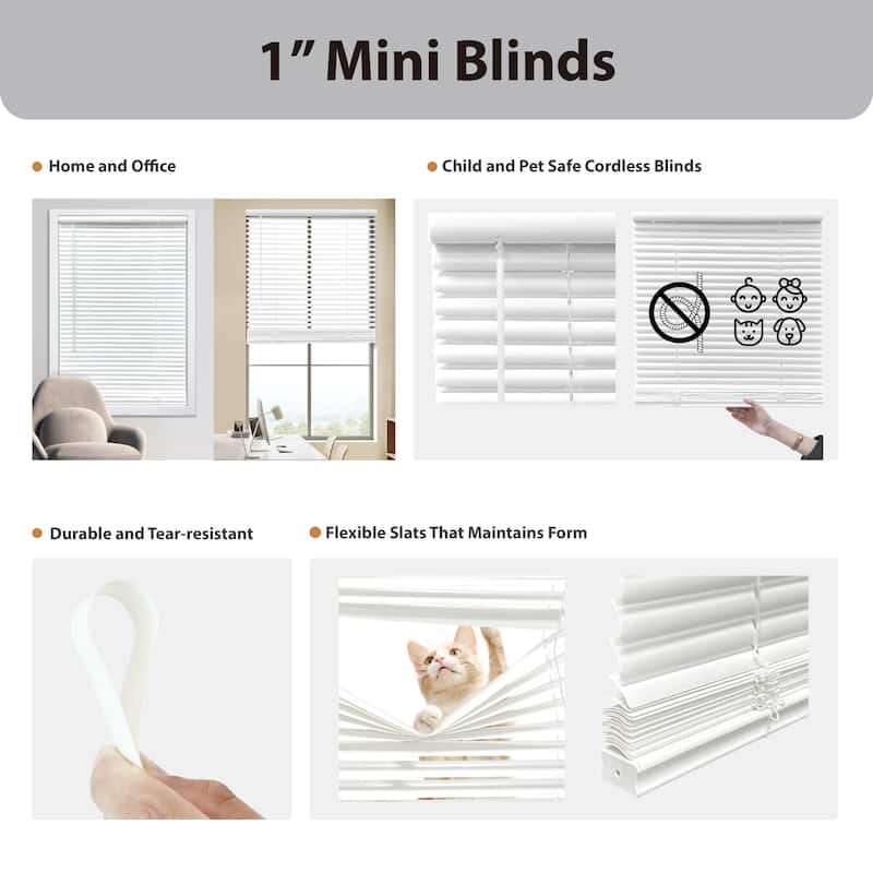 White Cordless Room Darkening Eco Mini Blinds with 1 in. Slats