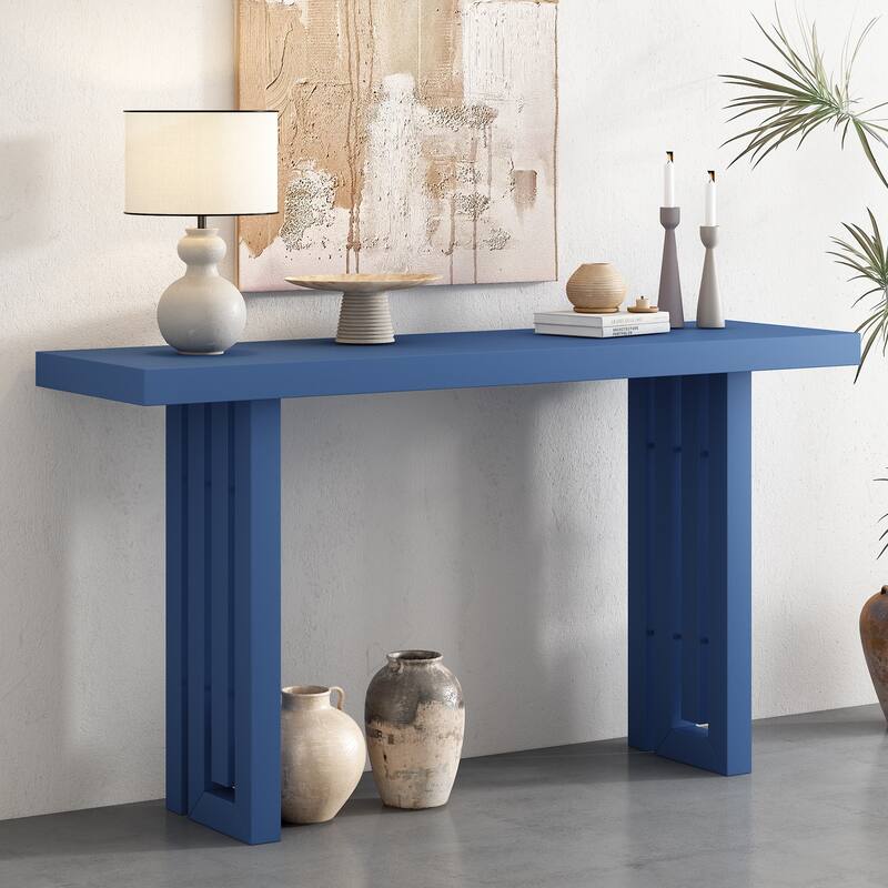 59 Inch Long Console Table, Solid Wood Rectangular Entryway Table