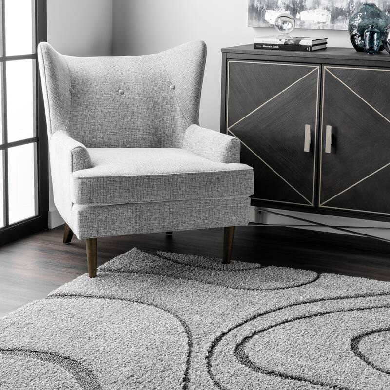 Brooklyn Rug Co Krista Contemporary Swirls Shag Area Rug
