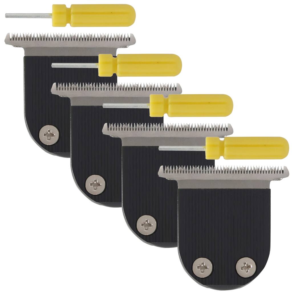 4x BaByliss Pro Stainless Steel Adjustable Zero Gap Replacement T-Blade Fits FX59, FX69 #FX5969 - Black
