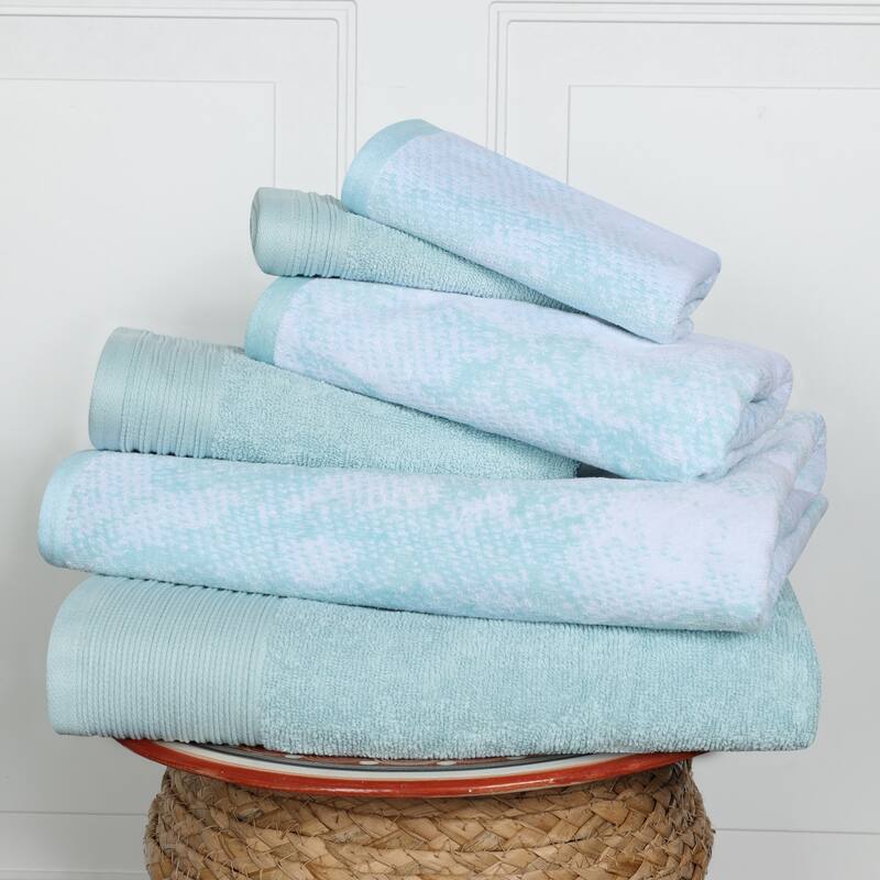 Superior Cotton Quick-Drying Solid and Marble 6 Piece Towel Set