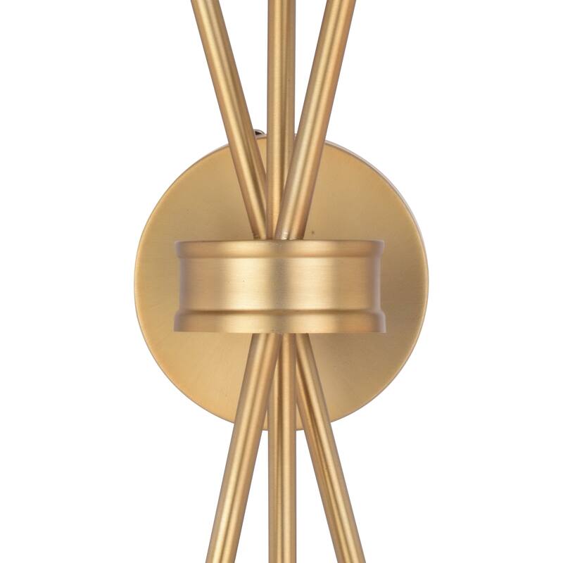 Estelle 2 Light Natural Brass Mid-Century Modern Reversible Wall Sconce - 4.75-in W x 16.75-in H x 5-in D